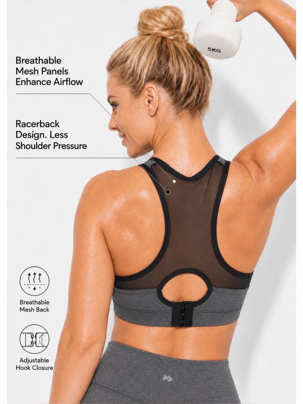 NWT Mesh Racerback Sports Bra - Performance Support - Picture 2 of 6